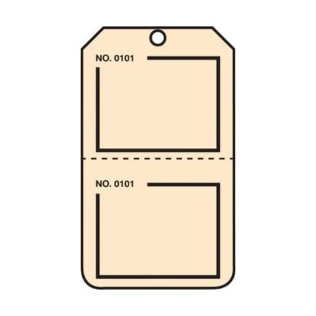 Accuform Safety Tags, Blank, Numbered, Perforated, Beige, 5.75in x 3.25in, PF-Cardstock, 25PK TPP222CTP